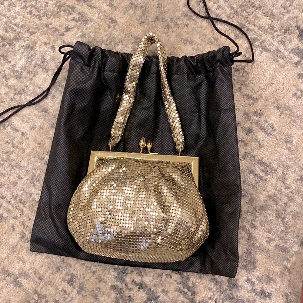 Rebecca  Molenaar gold metal mesh evening bag